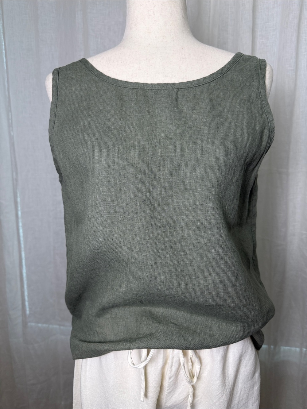 Linen Handmade Studio Olive Linen Tank